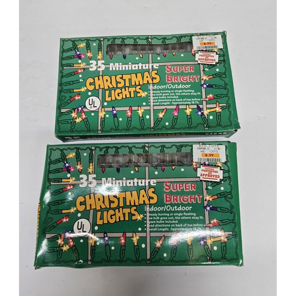 Vintage Miniature Holiday Christmas Lights 35x2 Rare NOS Super Bright Lights